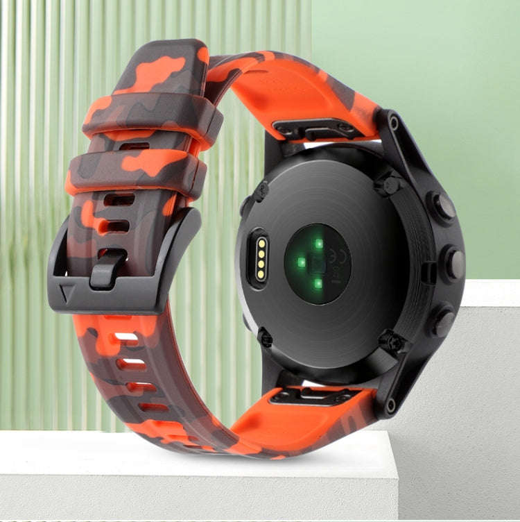 For Garmin Fenix 7 Solar Camouflage 22mm Silicone Watch Band(Camouflage Orange)