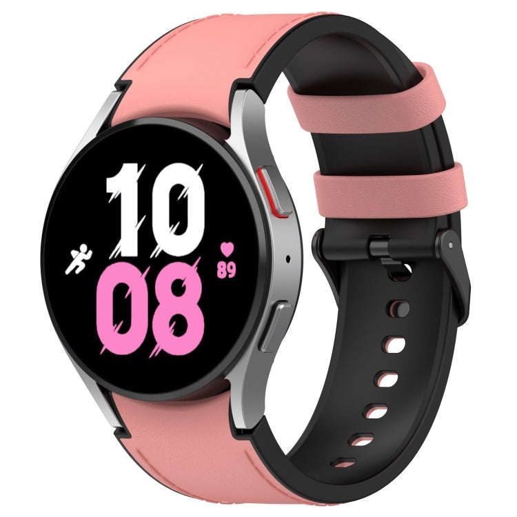 For Samsung Galaxy Watch 6 Silicone Leather Black Buckle Watch Band(Pink)