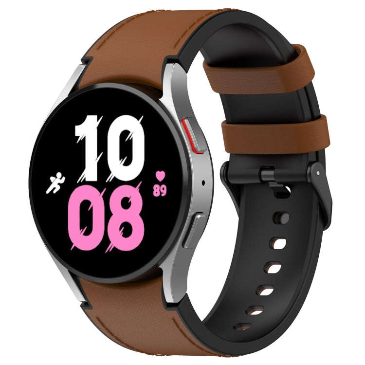 For Samsung Galaxy Watch 6 Silicone Leather Black Buckle Watch Band(Brown)