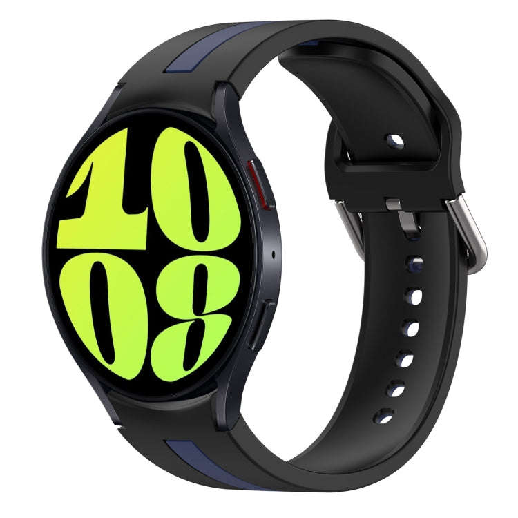 For Samsung Galaxy Watch 6 44mm Two-Color Silicone Watch Band(Black+Blue)