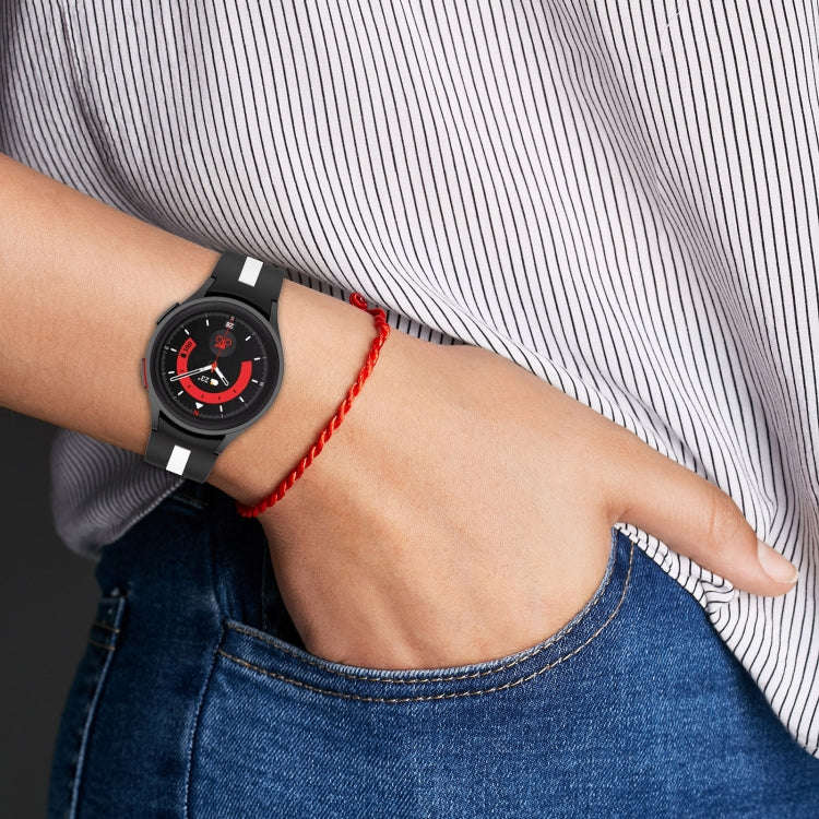 For Samsung Galaxy Watch 4 44mm Two-Color Silicone Watch Band(Black+White)