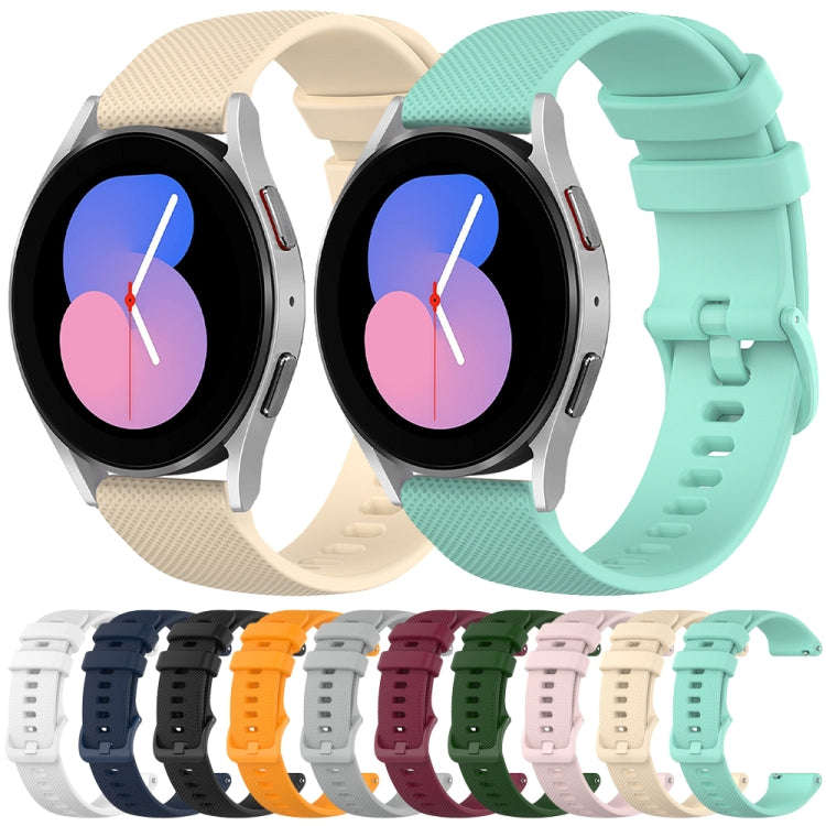 For Samsung Galaxy Watch 5 Pro  45mm 20mm Checkered Silicone Watch Band(Beige)