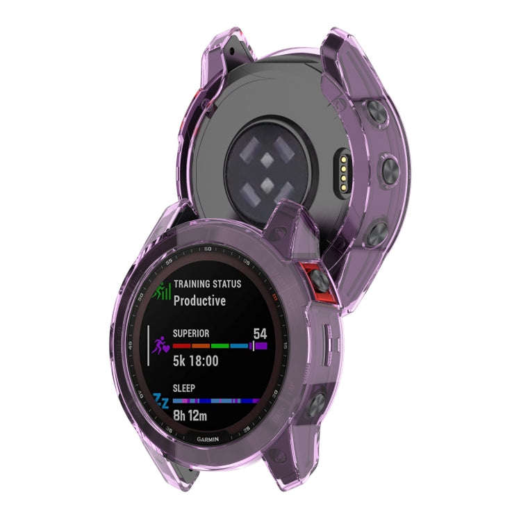 For Garmin Epix Pro 51mm Half-Package TPU Watch Protective Case(Transparent Purple)