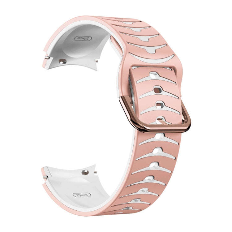 For Samsung Galaxy Watch 6 Classic 47mm Curved Texture Silicone Watch Band(Pink+White)
