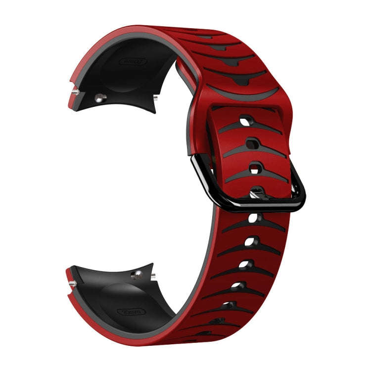 For Samsung Galaxy Watch 6 Classic 47mm Curved Texture Silicone Watch Band(Red+Black)
