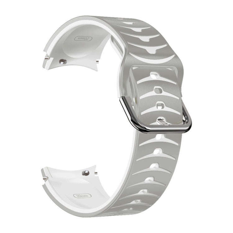 For Samsung Galaxy Watch 6 Classic 47mm Curved Texture Silicone Watch Band(Grey+White)