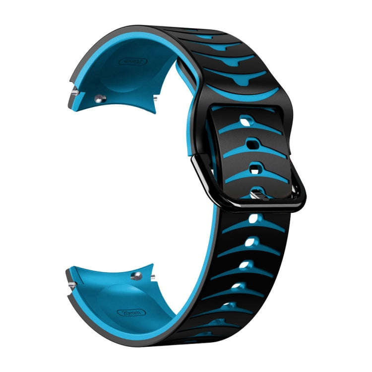 For Samsung Galaxy Watch 6 44mm Curved Texture Silicone Watch Band(Black+Blue)