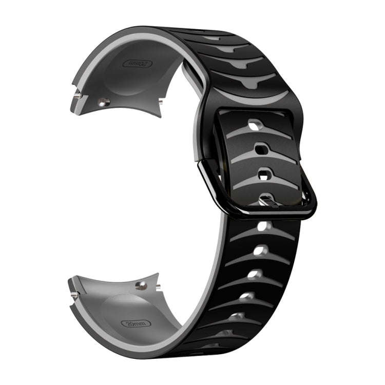 For Samsung Galaxy Watch 6 40mm Curved Texture Silicone Watch Band(Black+Grey)