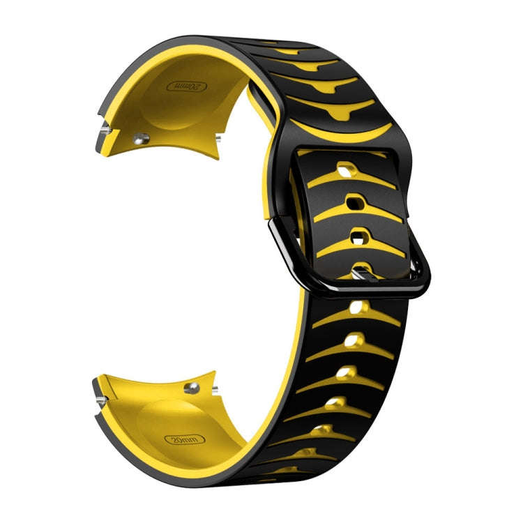 For Samsung Galaxy Watch 6 Classic 43mm Curved Texture Silicone Watch Band(Black+Yellow)