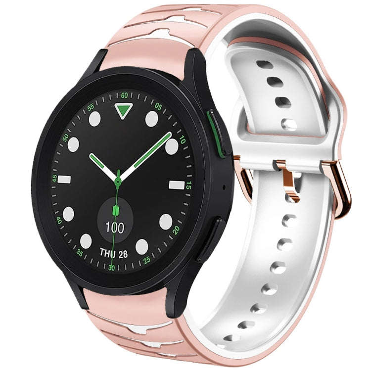 For Samsung Galaxy watch 5 Pro Golf Edition Curved Texture Silicone Watch Band(Pink+White)
