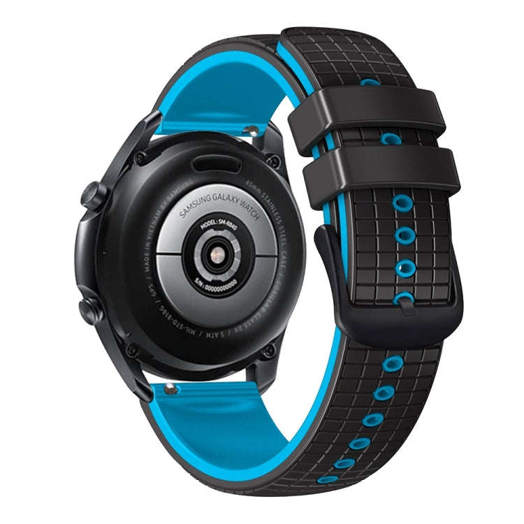 For Samsung Galaxy Watch Active 20mm Mesh Two Color Silicone Watch Band(Black Sky Blue)