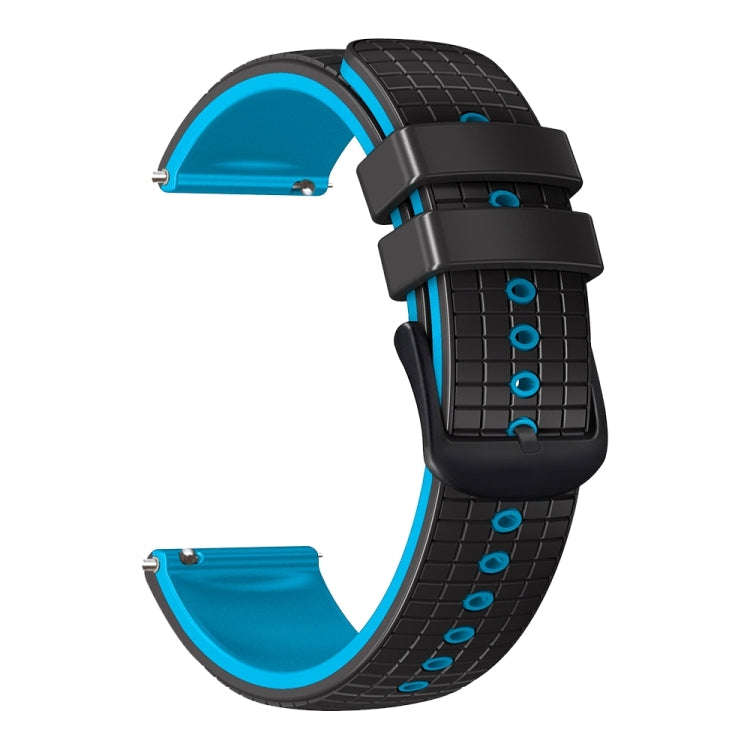 For Samsung Galaxy Watch Active 20mm Mesh Two Color Silicone Watch Band(Black Sky Blue)