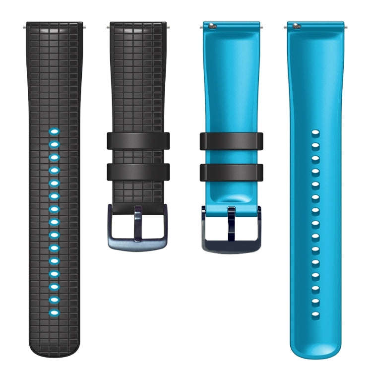 For Samsung Galaxy Watch Active 20mm Mesh Two Color Silicone Watch Band(Black Sky Blue)