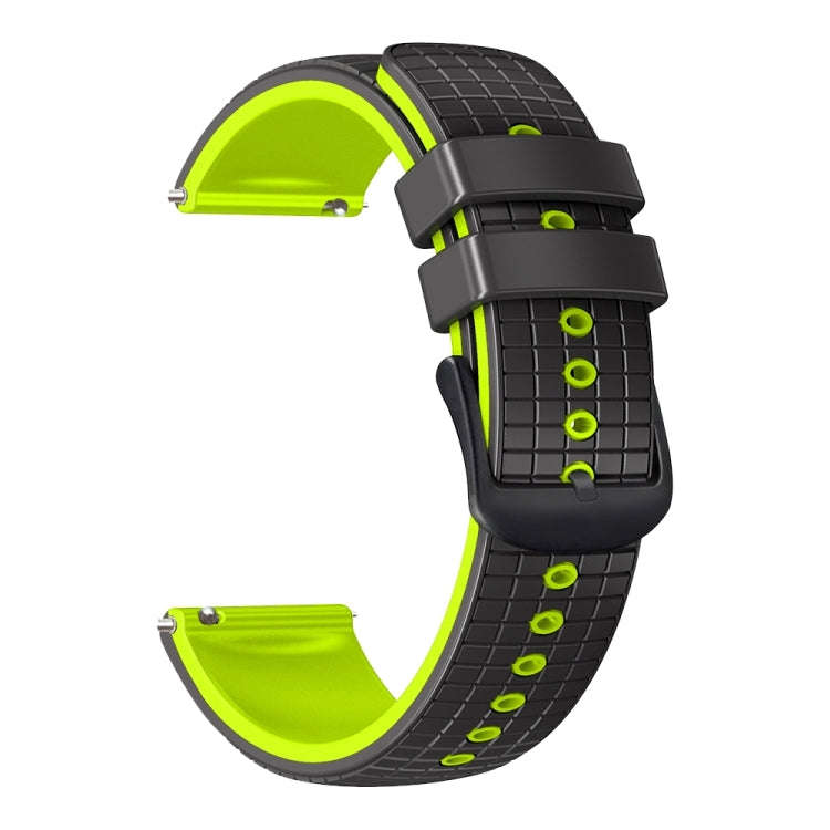 For Samsung Galaxy Watch 42mm 20mm Mesh Two Color Silicone Watch Band(Black Lime)