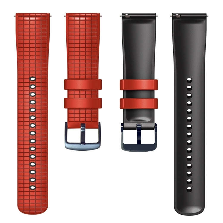For Garmin Forerunner265 Music 22mm Mesh Two Color Silicone Watch Band(Black Red)