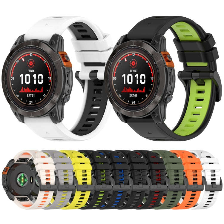 For Garmin Tactix 7 Sports Two-Color Quick Release Silicone Watch Band(Black+Gray)
