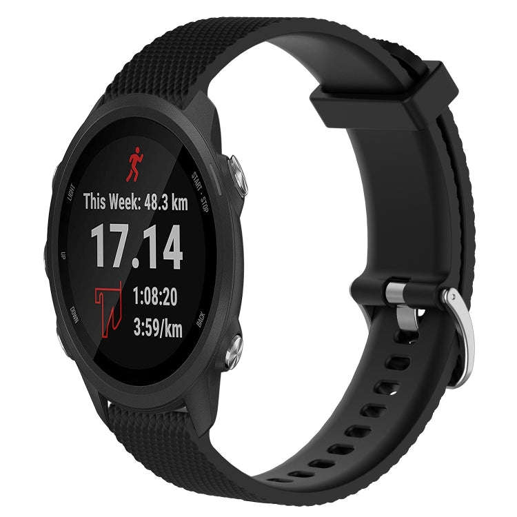 For Garmin Forerunner 245 Music 20mm Diamond Textured Silicone Watch Band(Black)