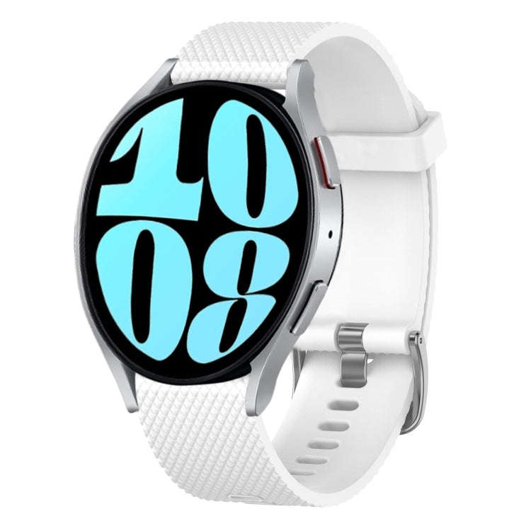 For Samsung Galaxy Watch 6 44mm 20mm Diamond Textured Silicone Watch Band(White)