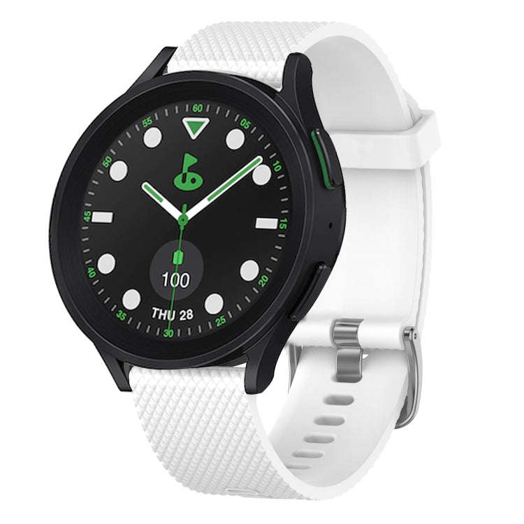 For Samsung Galaxy watch 5 Pro Golf Edition 20mm Diamond Textured Silicone Watch Band(White)