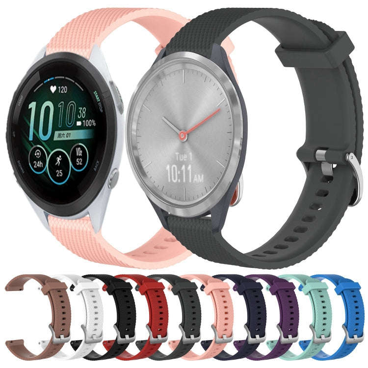For Garmin Vivomove 3S 18mm Diamond Textured Silicone Watch Band(Pink)
