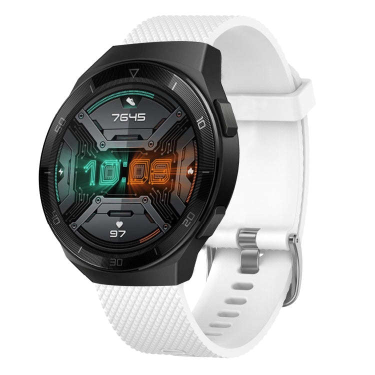 For Huawei Watch 3 Pro New 22mm Diamond Textured Silicone Watch Band(White)