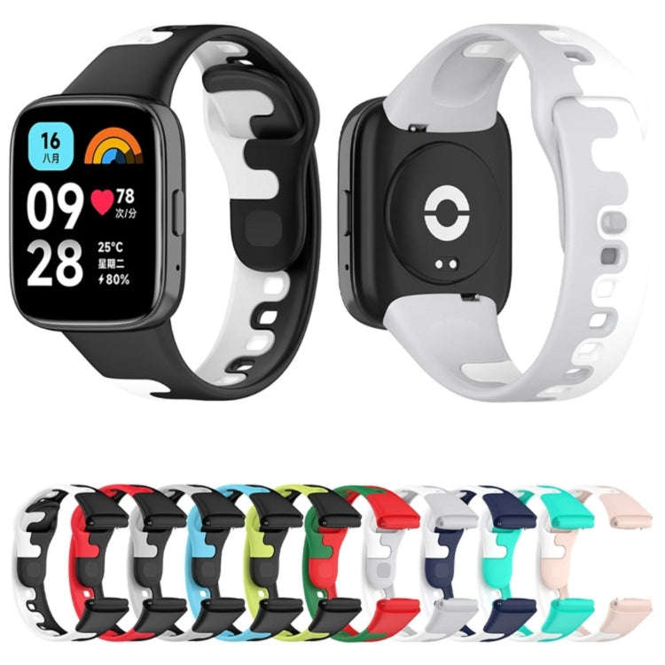 For Redmi Watch 3 Active Stitching Two Color Silicone Watch Band(Cyan Whtie)
