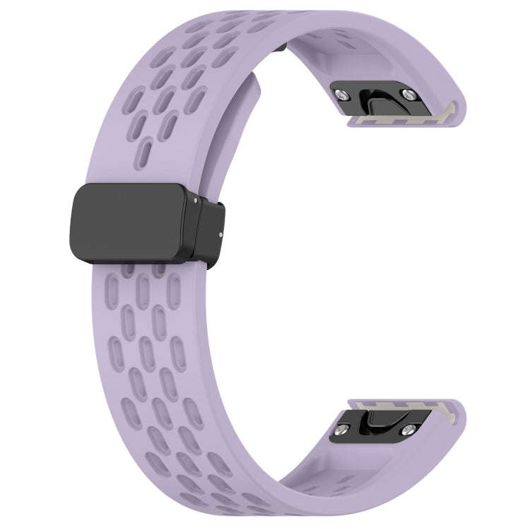 For Garmin Fenix 6S Hole Folding Buckle 20mm Silicone Watch Band(Purple)