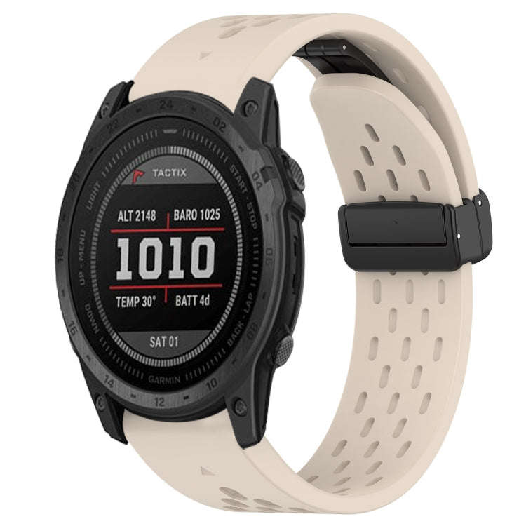 For Garmin Tactix 7 Hole Folding Buckle 26mm Silicone Watch Band(Starlight Color)