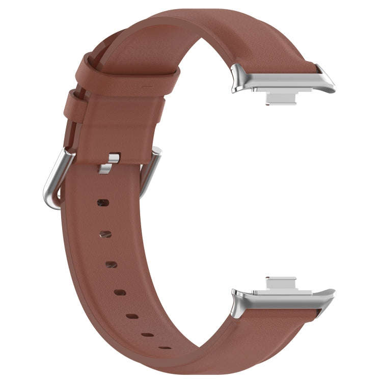 For Redmi Watch 6 / Watch 5 / Watch 4 Round Tail Top Layer Leather Watch Band(Brown)