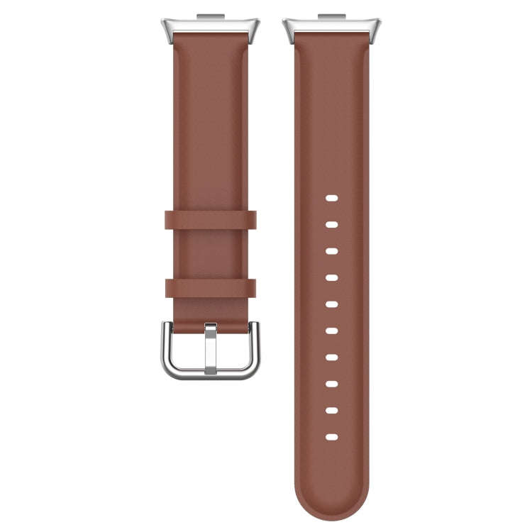 For Redmi Watch 6 / Watch 5 / Watch 4 Round Tail Top Layer Leather Watch Band(Brown)