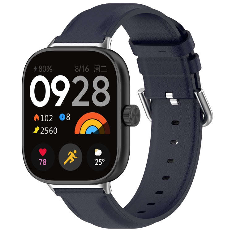 For Redmi Watch 6 / Watch 5 / Watch 4 Round Tail Top Layer Leather Watch Band(Dark Blue)
