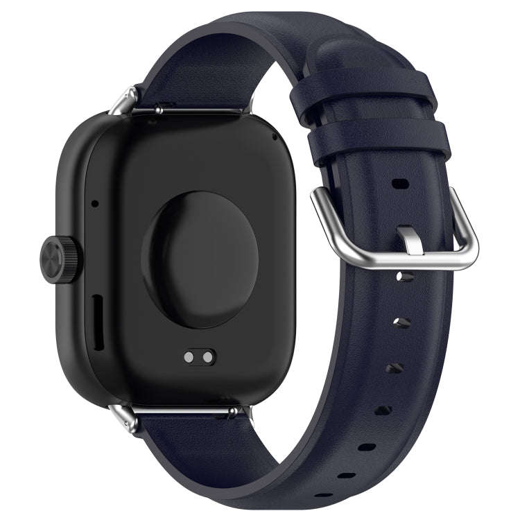 For Redmi Watch 6 / Watch 5 / Watch 4 Round Tail Top Layer Leather Watch Band(Dark Blue)