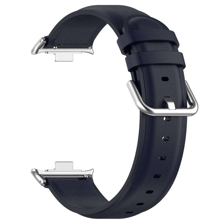 For Redmi Watch 6 / Watch 5 / Watch 4 Round Tail Top Layer Leather Watch Band(Dark Blue)