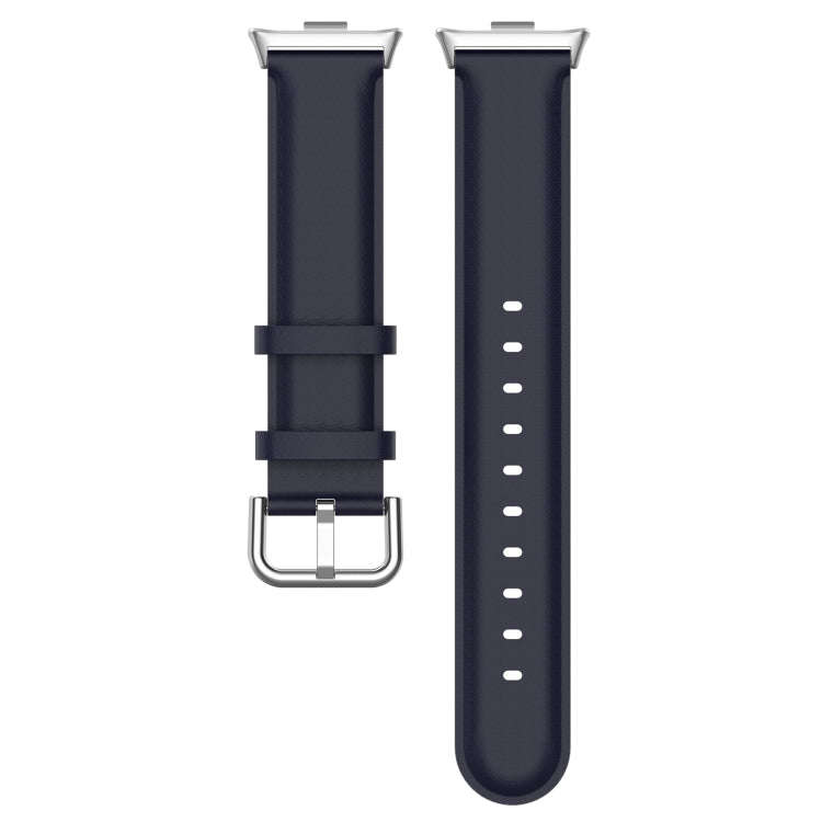 For Redmi Watch 6 / Watch 5 / Watch 4 Round Tail Top Layer Leather Watch Band(Dark Blue)