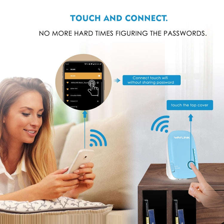 WAVLINK WN576K2 AC1200 Household WiFi Router Network Extender Dual Band Wireless Repeater, Plug:E...