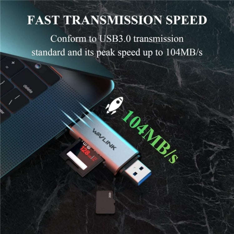 WAVLINK WL-CR3002 Multi-Function Mini Aluminum Alloy Shell Type-C+USB3.0 SD/TF Card Reader