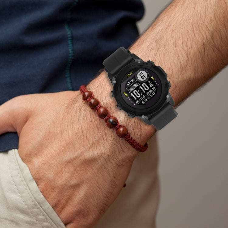 For Garmin Descent G1 Solar Solid Color Sports Silicone Watch Band(Burgundy)