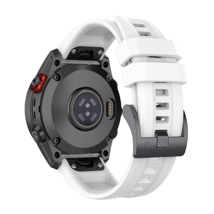 For Garmin Quatix 7 Pro Solid Color Black Buckle Silicone Quick Release Watch Band(White)