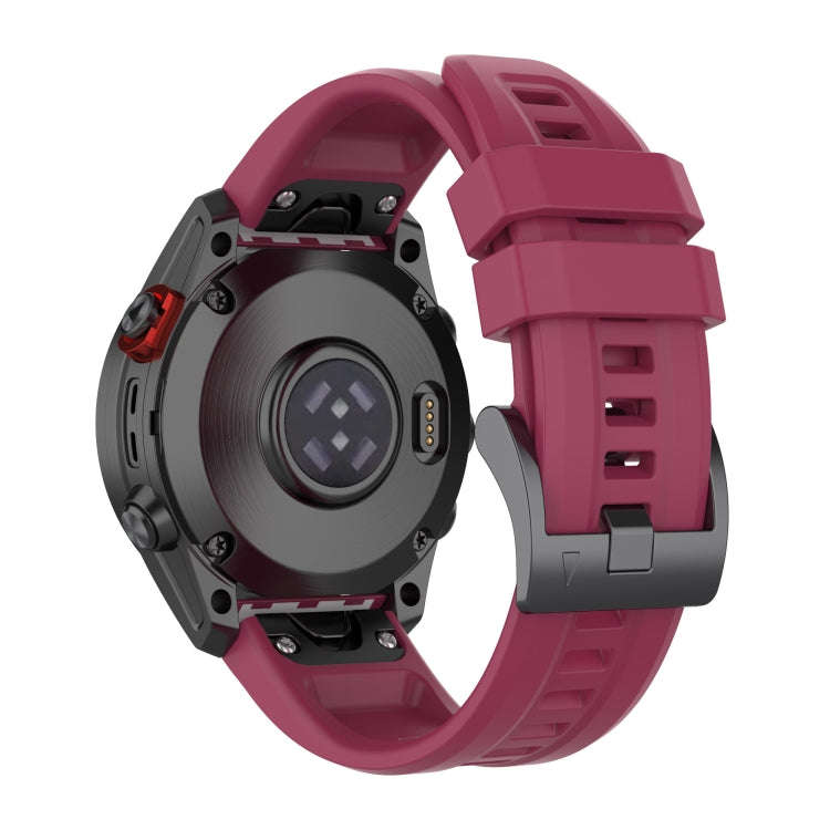 For Garmin Fenix 7 Solar / Sapphire Solar Solid Color Black Buckle Silicone Quick Release Watch B...