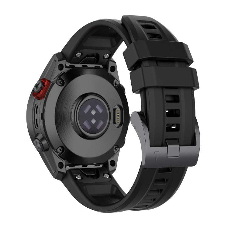 For Garmin Epix Gen2 / Epix Pro Gen2 47mm Solid Color Black Buckle Silicone Quick Release Watch B...