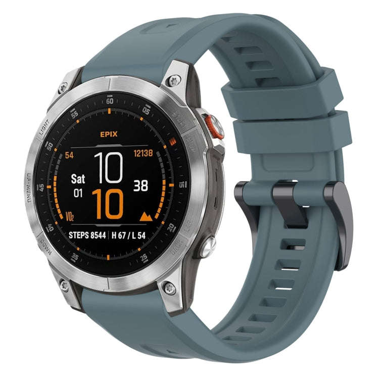 For Garmin Epix Gen2 / Epix Pro Gen2 47mm Solid Color Black Buckle Silicone Quick Release Watch B...