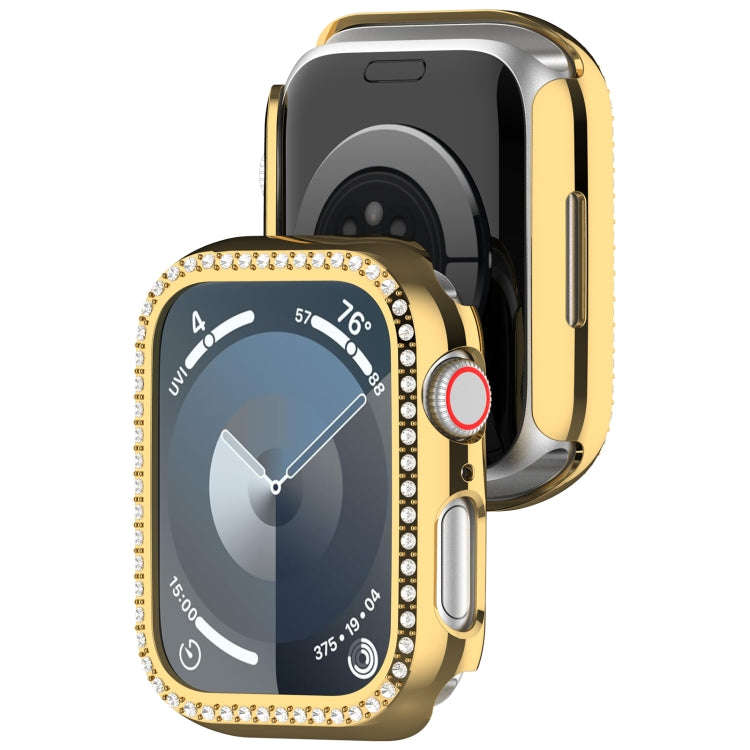 For  Apple Watch Series 3 38mm Diamond Hollow PC Watch Case(Gold)