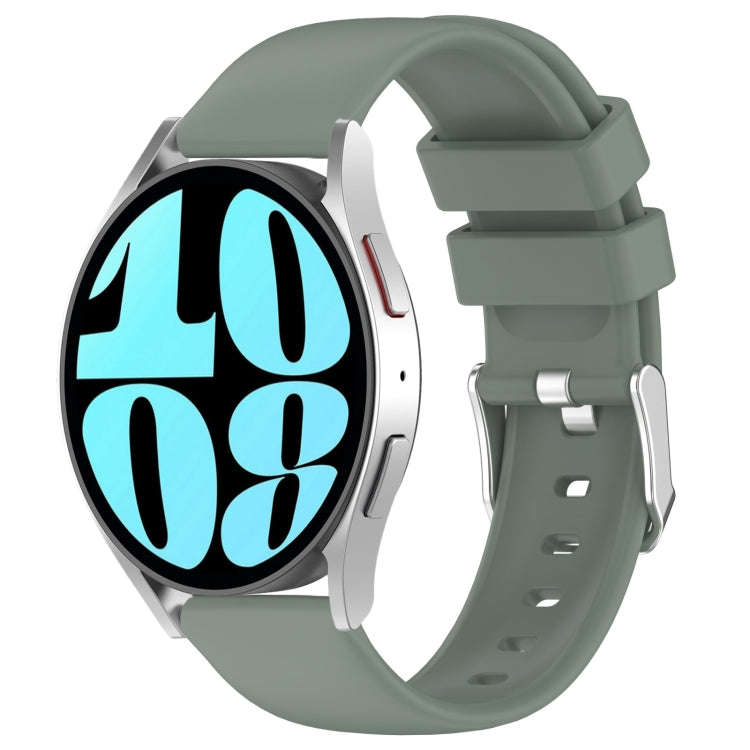 For Samsung Galaxy Watch 6 44mm 20mm Smooth Solid Color Silicone Watch Band(Olive Green)