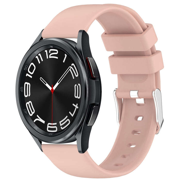 For Samsung Galaxy Watch 6 Classic 43mm 20mm Smooth Solid Color Silicone Watch Band(Pink)