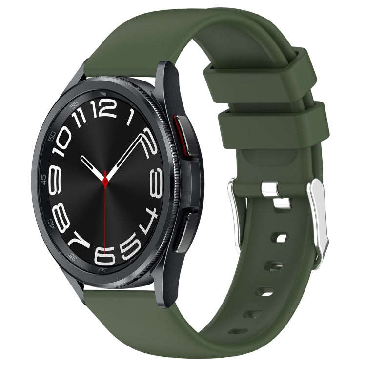 For Samsung Galaxy Watch 6 Classic 43mm 20mm Smooth Solid Color Silicone Watch Band(Army Green)