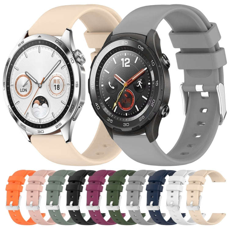 For Huawei Watch GT3 Pro 43mm 20mm Smooth Solid Color Silicone Watch Band(White)