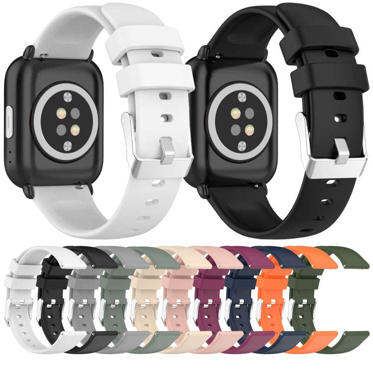 For Amazfit Pop Pro 20mm Smooth Solid Color Silicone Watch Band(Black)