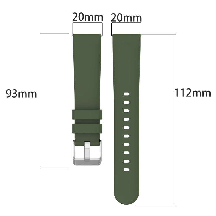 For Amazfit Pop Pro 20mm Smooth Solid Color Silicone Watch Band(Olive Green)