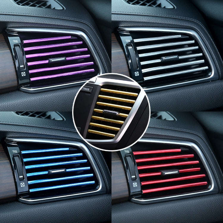 10 PCS Car Interior Mouldings Decorative Air Conditioning Outlet U-shaped Bright Strip Clip(Red)