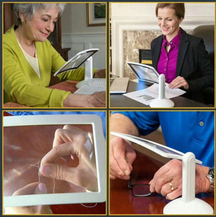 Reading Brighter Viewer LED Large Screen 3X Magnifier with White Light 360 Degree Rotation Hands-...